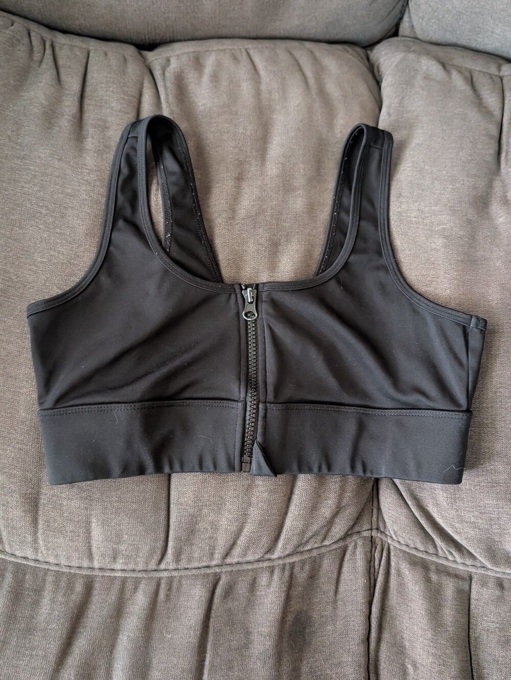 Reebok Black Front-Zip Support Sports Bra